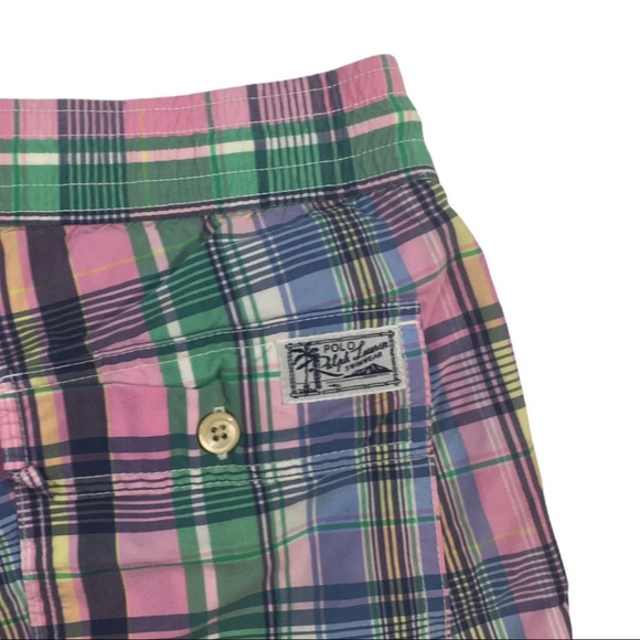 SH334 Polo Ralph Lauren Designer Plaid Lined Swim Trunks S - Picture 6 of 7